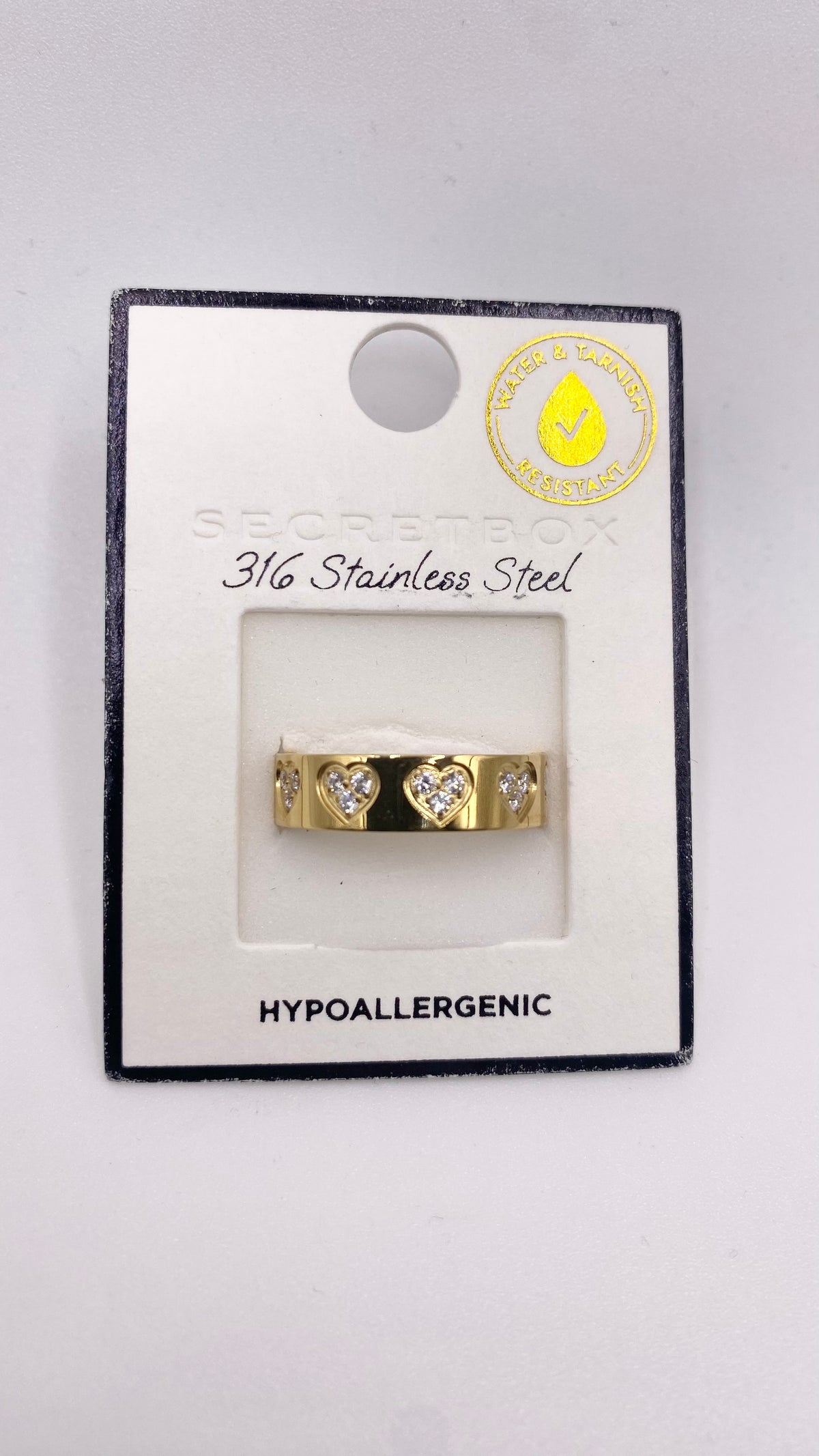 Gold heart stone ring - size 7