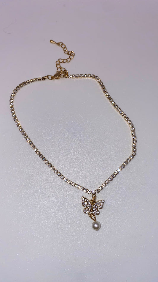 Butterfly pearl anklet