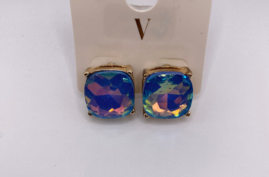 Blue iridescent statement earrings