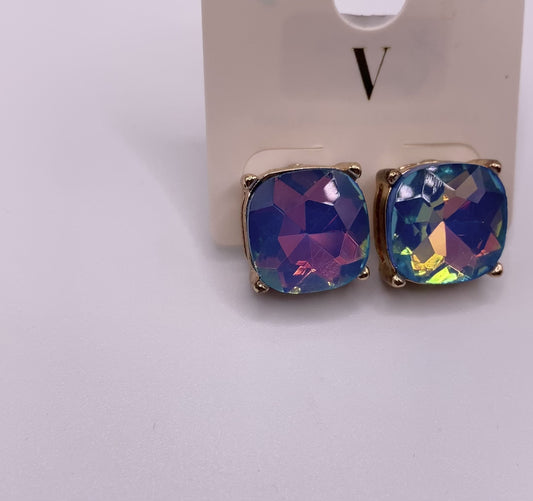 Blue iridescent statement earrings